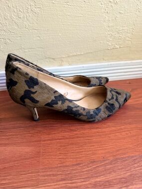 Zara Brown and Black Camouflage Pointed-Toe Kitten Heels